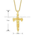 Vente en gros en acier inoxydable grand pendentif croix d&#39;or